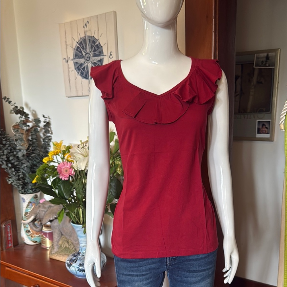 NWT northern reflections size small Elegant Red Ruffle Top
